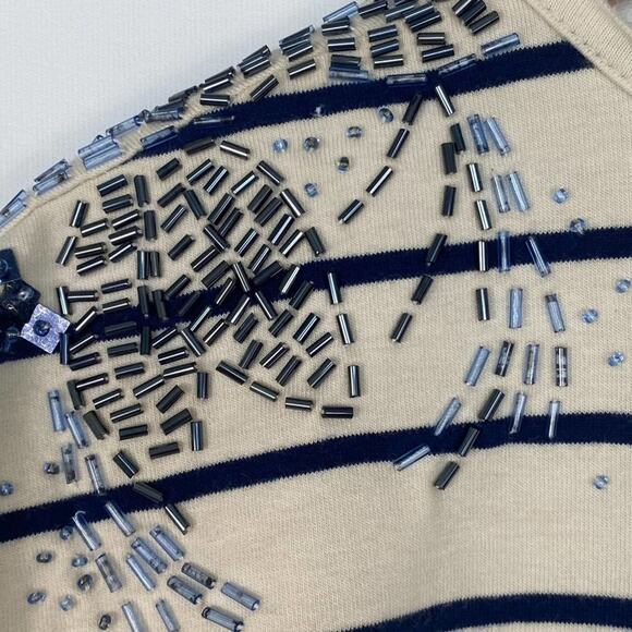 Forever 21 H81 Beaded Embellished Striped Knit T-Shirt Tee Shirt Dress - Picture 11 of 14